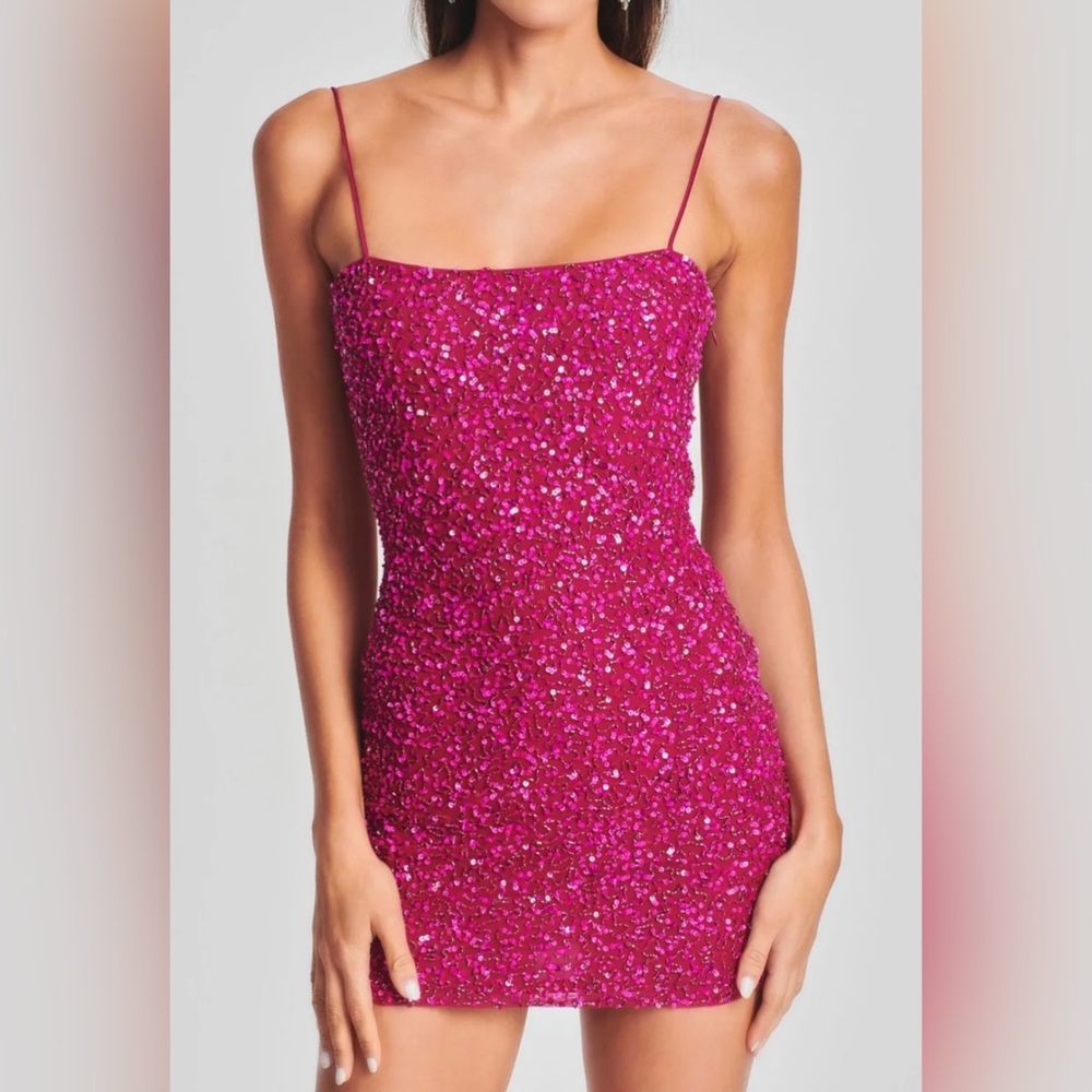 Retrofete Dionne Sequin Dress - Dragon Fruit